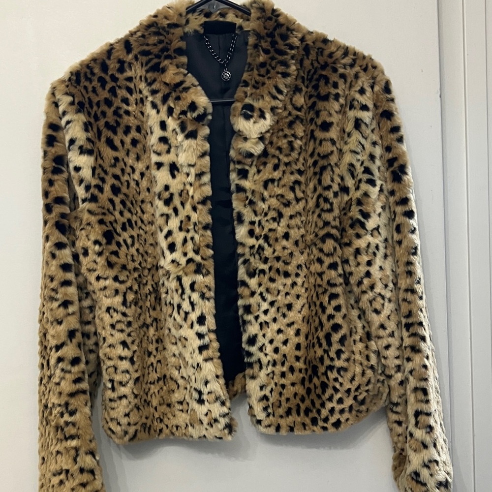 Nicole Miller Leopard Print Teddy Jacket